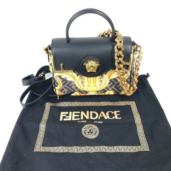 FENDI la medusa satchel bag zucca FENDACE 2WAY Shoulder Bag Hand Bag Unused